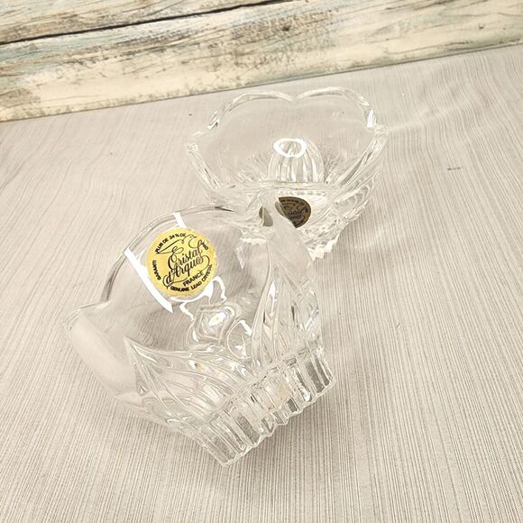 Set / 2 Candle Holders Genuine 24% Lead Crystal Glass Cristal d'Arques France EC - Picture 11 of 12